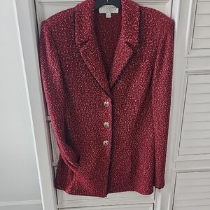 St. John Red Tweed Blazer